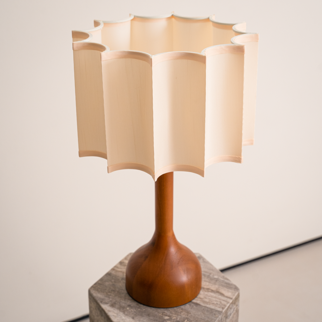 Artisan Wooden Floor Lamp with Tulip Shade for Cozy Ambiance 2