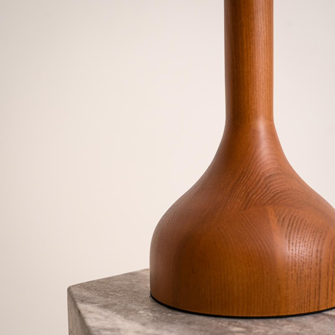 Artisan Wooden Floor Lamp with Tulip Shade for Cozy Ambiance 6