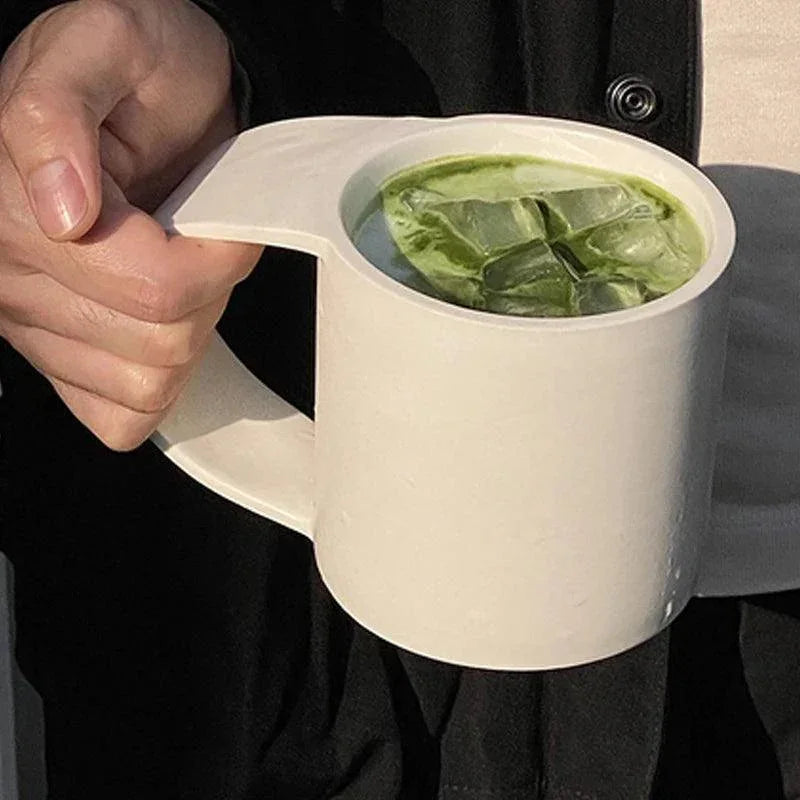 Artistic Charm | Ceramic Coffee Mug with Oversized Handle | Unique Ink Design for Comfortable Sipping 0