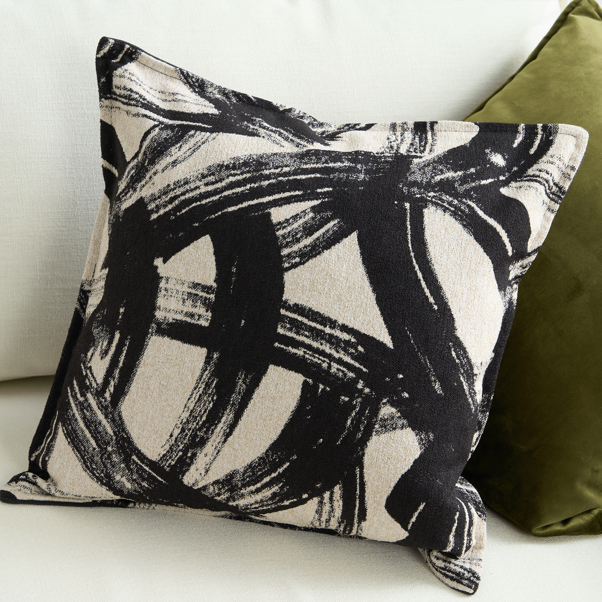 Artistic Home Decor | Modern Art Cushion Cover with Hidden Zipper | Cozy Black & White Design for Stylish Interiors 2