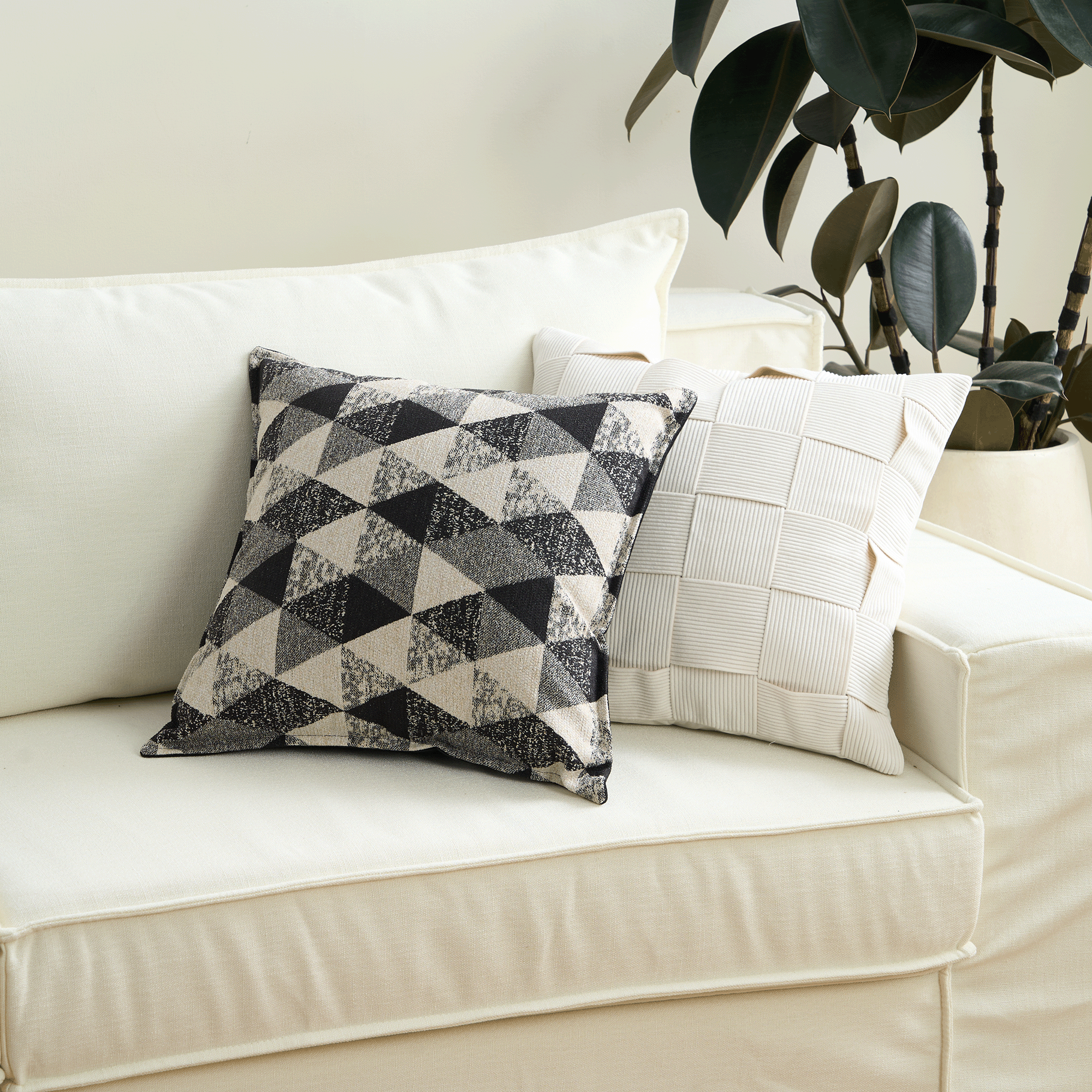 Artistic Home Decor | Modern Art Cushion Cover with Hidden Zipper | Cozy Black & White Design for Stylish Interiors 8