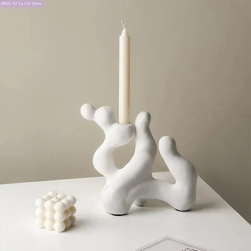 Artistic Nordic Candle Holder | Unique Ceramic Design with Irregular Shape | Modern Decor for Stylish Living Spaces 3