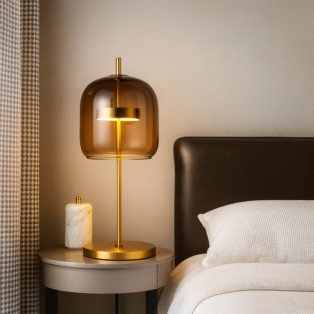Aurelia | Stained Glass Table Lamp with Gold Iron Base | Elegant Bedside Lighting for Cozy Modern Spaces 5