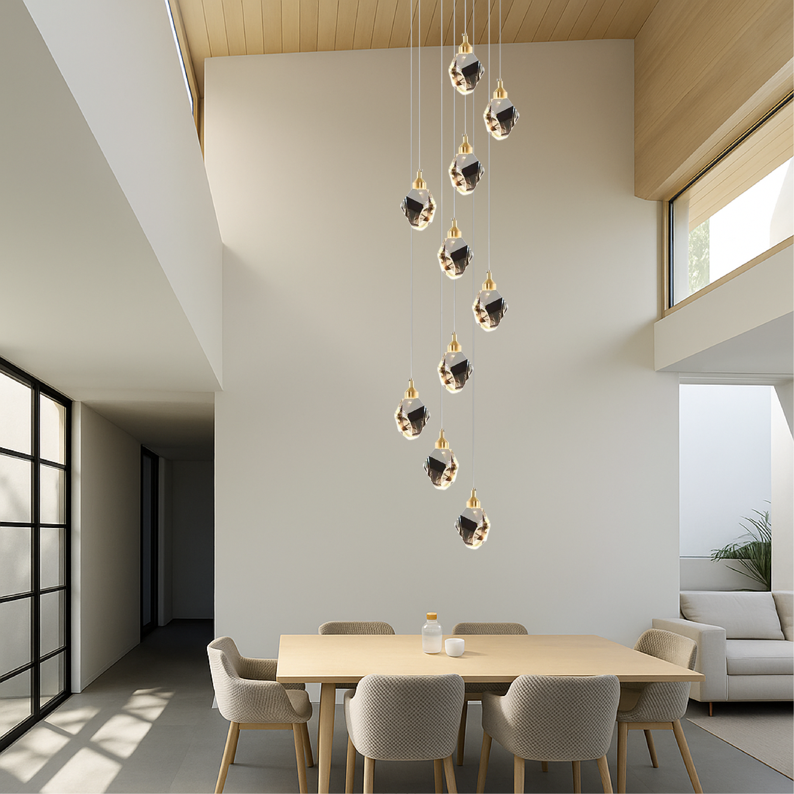 Aurevia | Crystal Chandelier Light with 10 Light Points | Elegant Design for High Ceilings 2