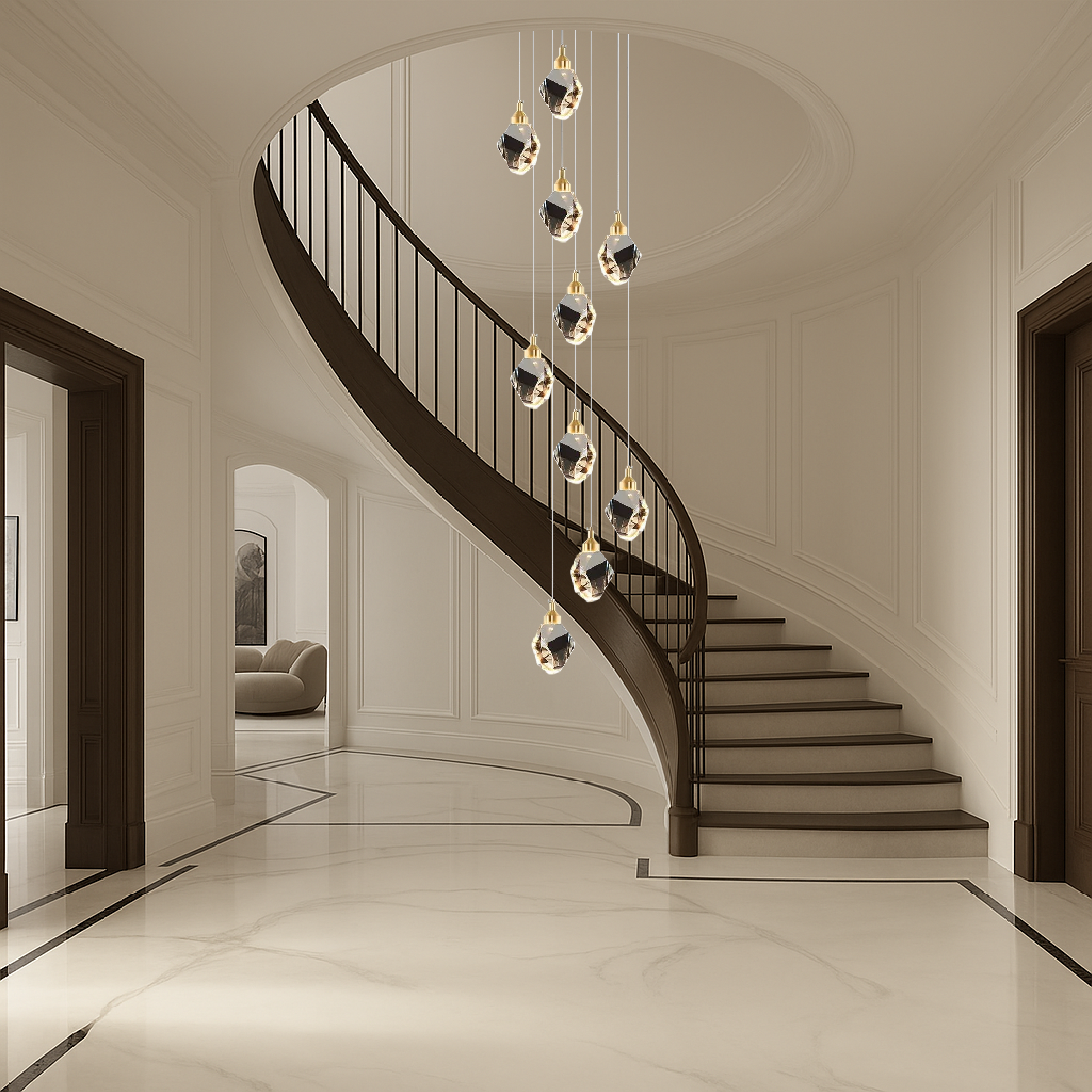 Aurevia | Crystal Chandelier Light with 10 Light Points | Elegant Design for High Ceilings 4