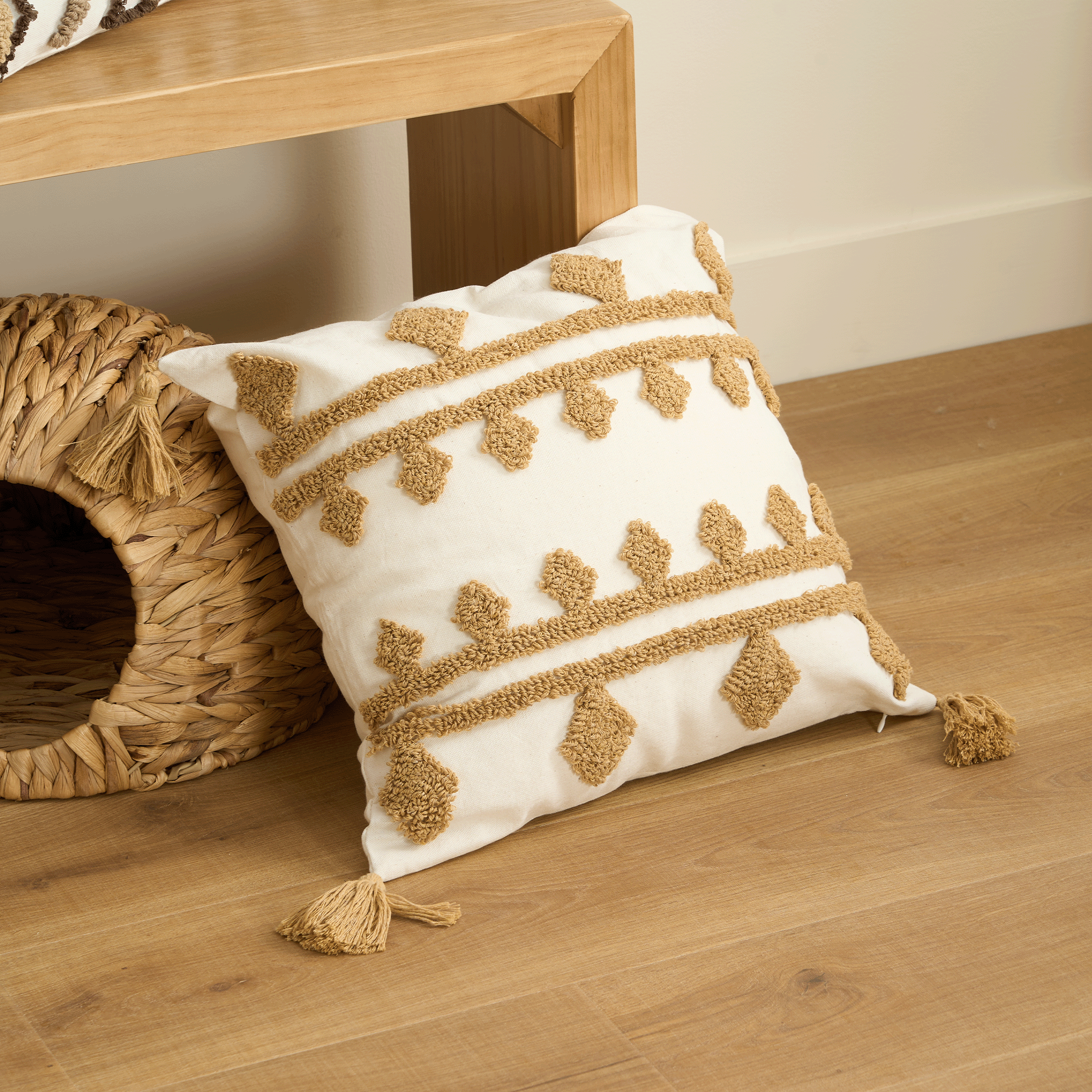 Bohemian Charm | Plush Cushion Cover with Tassels | Cozy Home Decor Accent 0
