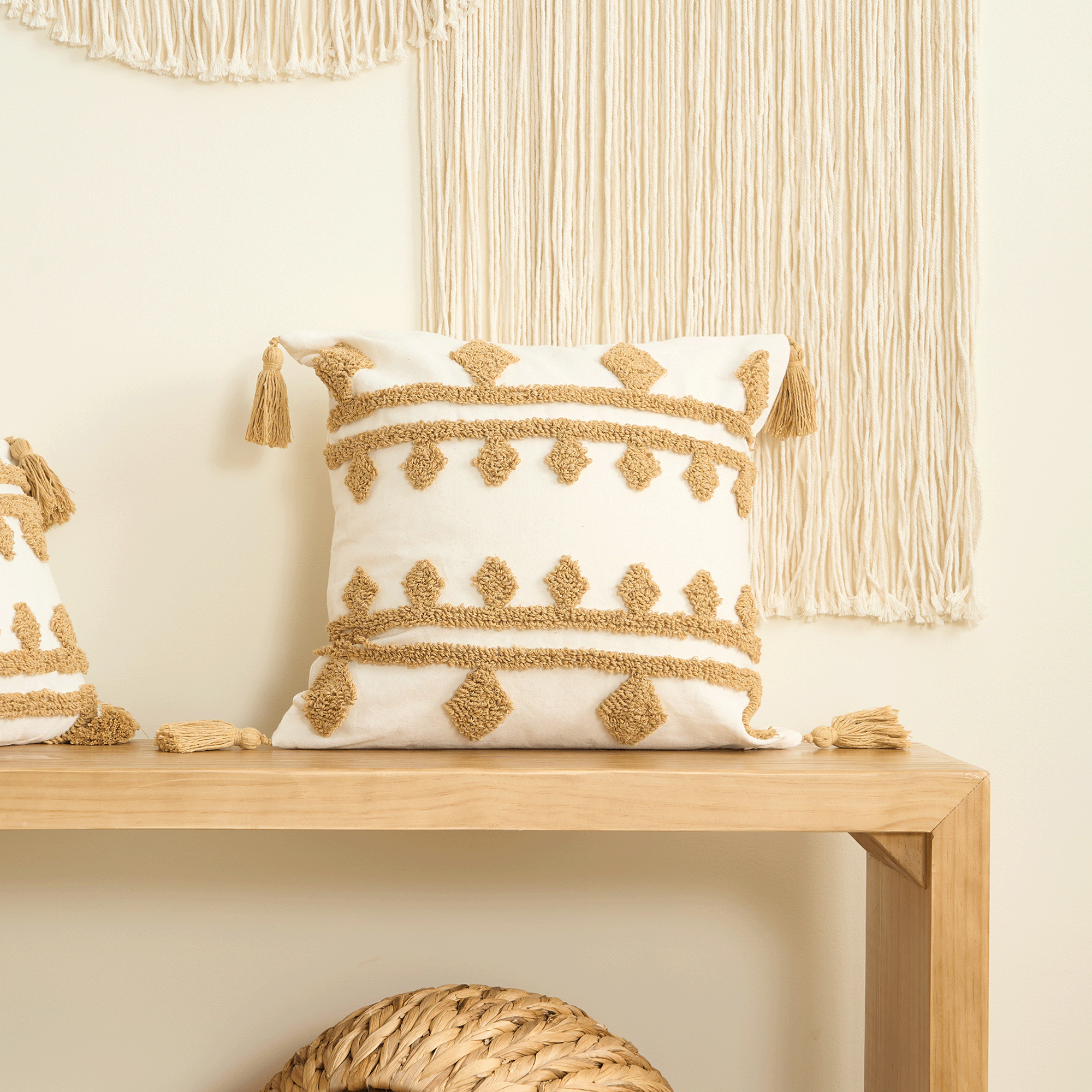 Bohemian Charm | Plush Cushion Cover with Tassels | Cozy Home Decor Accent 1