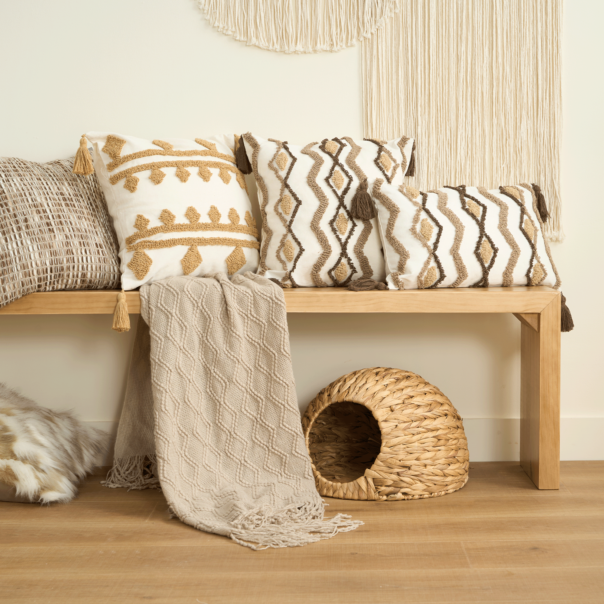 Bohemian Charm | Plush Cushion Cover with Tassels | Cozy Home Decor Accent 2