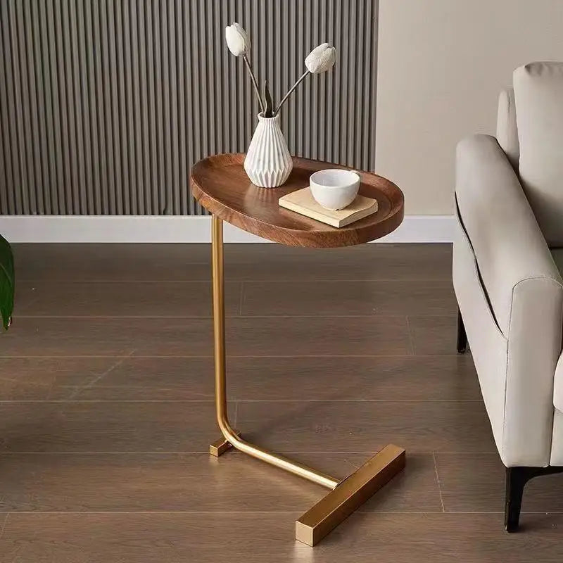 C-Shaped Side Table | Compact Wood & Metal Design for Small Spaces 1