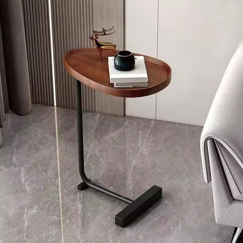 C-Shaped Side Table | Compact Wood & Metal Design for Small Spaces 7