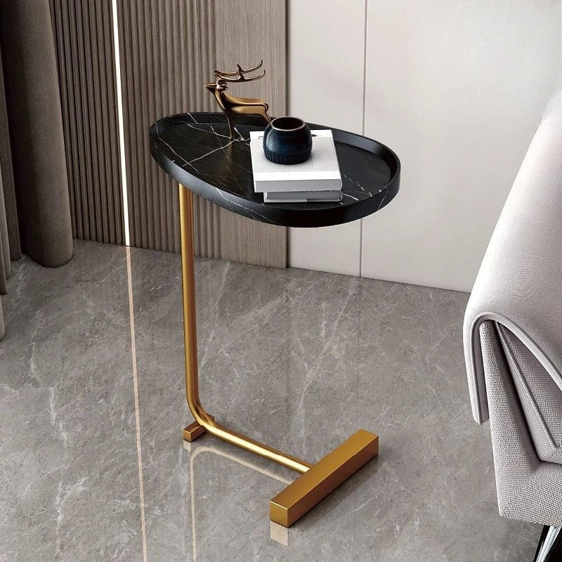C-Shaped Side Table | Compact Wood & Metal Design for Small Spaces 9