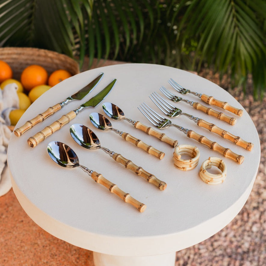 Calders | Bamboo Handled Cutlery Set with Rustic Stainless Steel | Elegant Dining for All Occasions 6