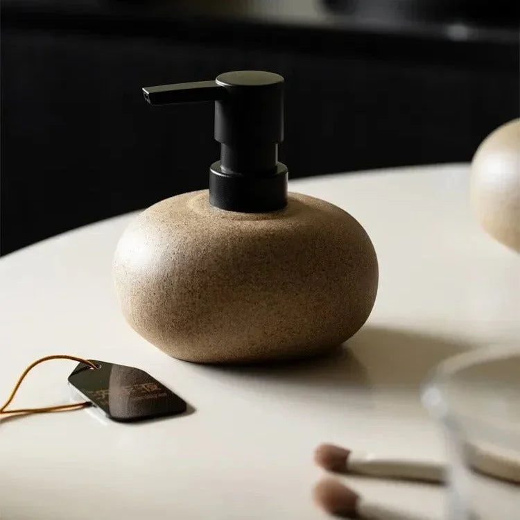 Ceramic Pump Bottle Dispenser with Rustic Wabi Sabi Finish | 300 ml Capacity for Effortless Grooming 4
