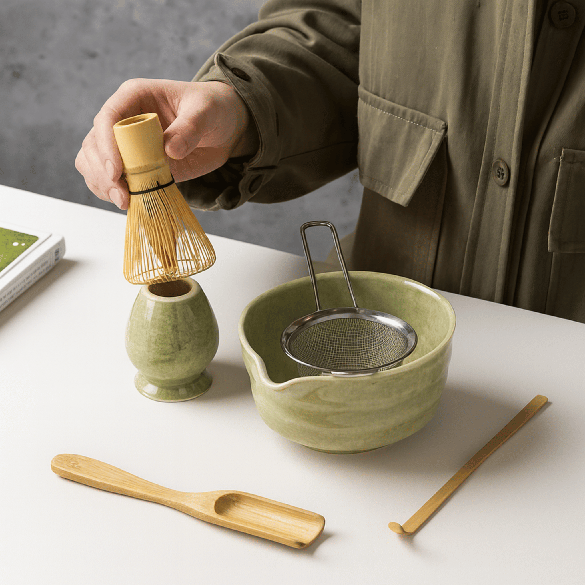Chado Collection | Matcha Tea Set with Ceramic Bowl & Bamboo Whisk | Authentic Tools for Traditional Japanese Preparation 1