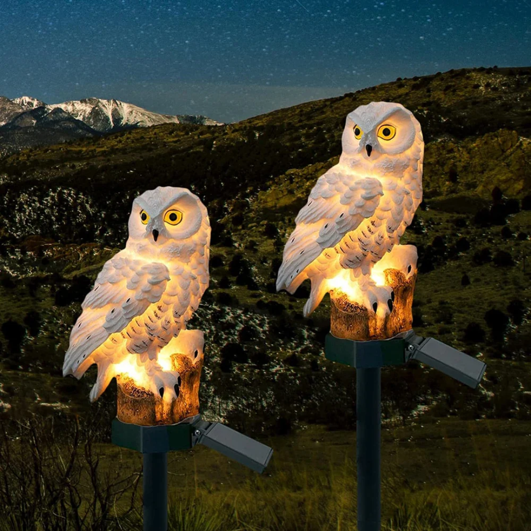 Charming Solar Garden Lights | Owl Outdoor Lamp with Automatic Lighting | Weatherproof Design for Cozy Ambiance 1