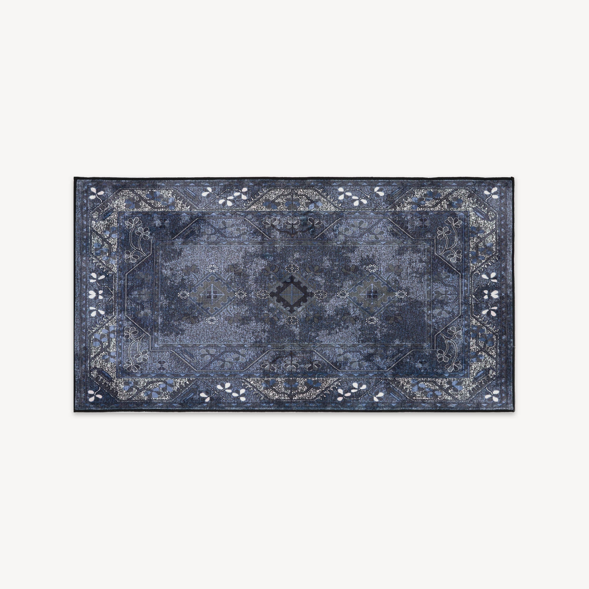 Classic Navy Persian Area Rug | Washable Design with Easy-Clean Surface | Cozy Comfort for Living Room 0