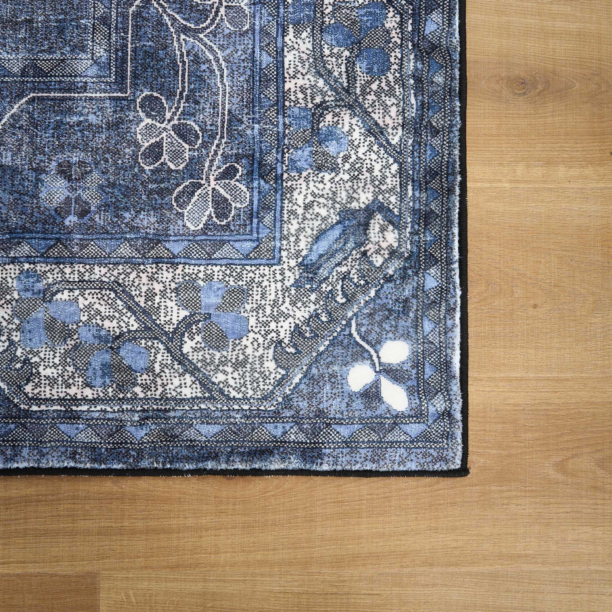 Classic Navy Persian Area Rug | Washable Design with Easy-Clean Surface | Cozy Comfort for Living Room 5