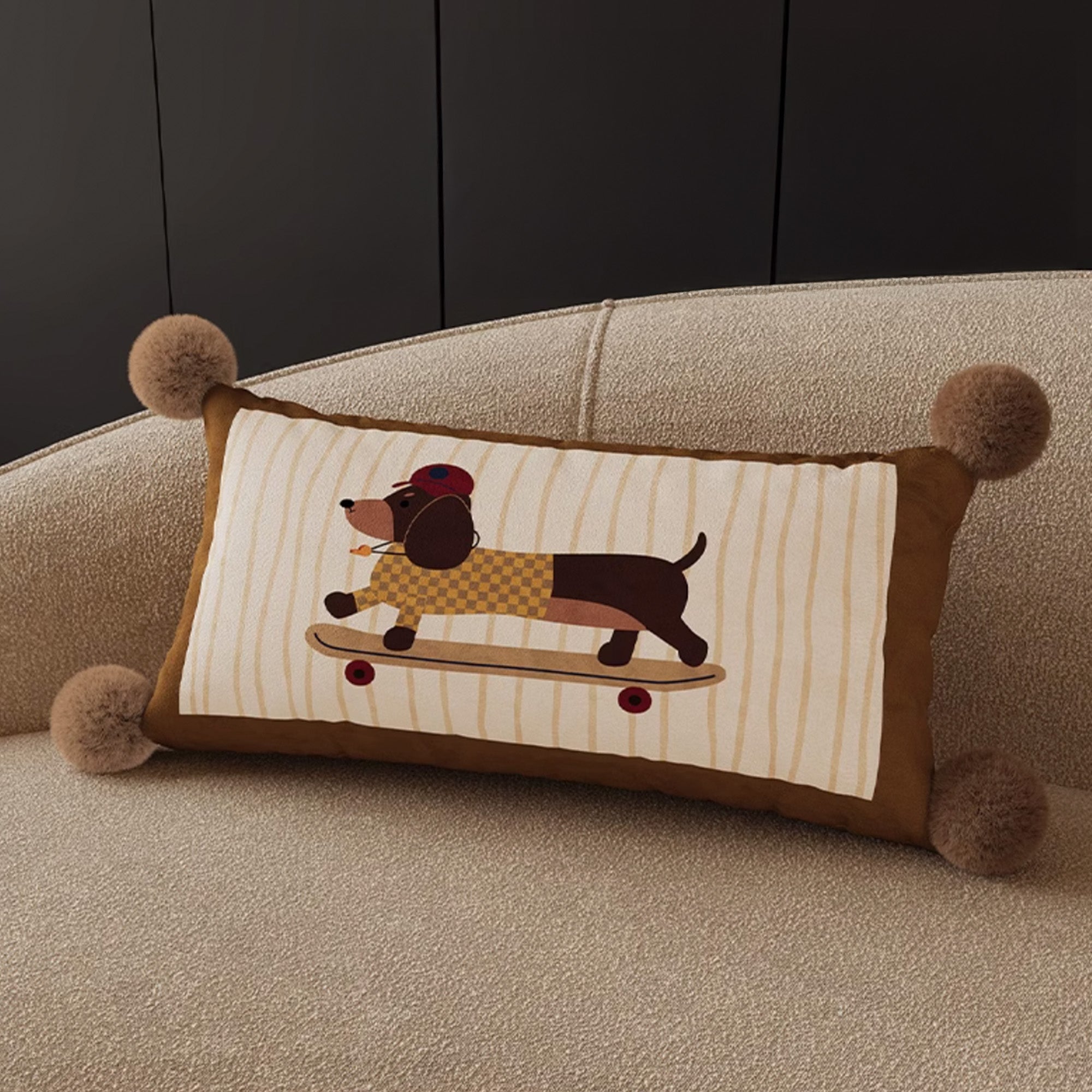 Cozy Dog Pillow | Soft Cushion with Playful Tassels | Pet-Safe Fabric for Home Decor 0