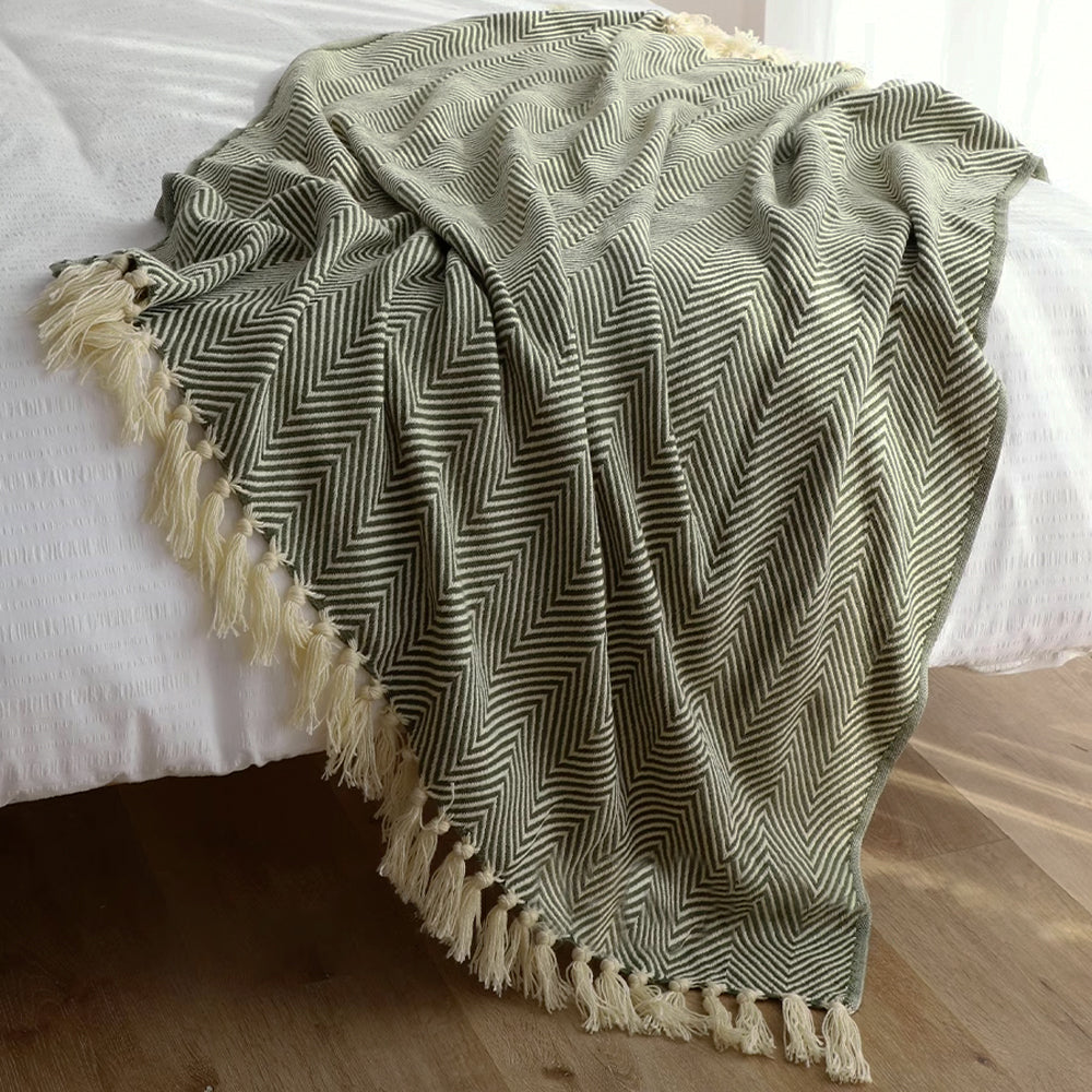 Cozy Herringbone Knit Throw Blanket for Ultimate Warmth & Style | Soft Acrylic Blend for Comfort 4