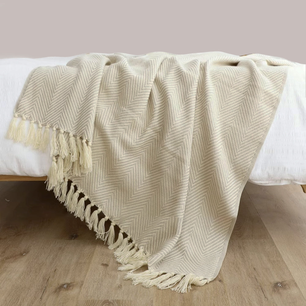 Cozy Herringbone Knit Throw Blanket for Ultimate Warmth & Style | Soft Acrylic Blend for Comfort 6