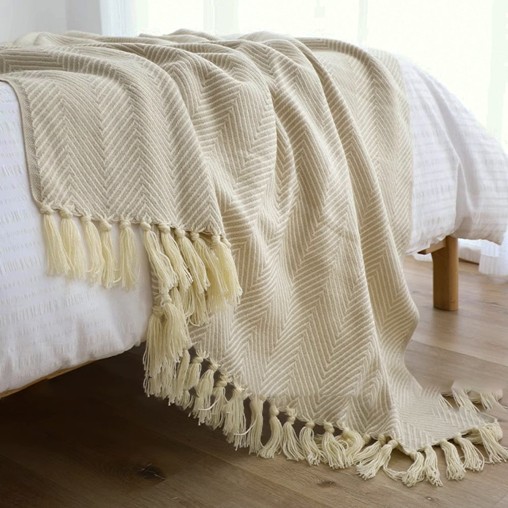 Cozy Herringbone Knit Throw Blanket for Ultimate Warmth & Style | Soft Acrylic Blend for Comfort 7