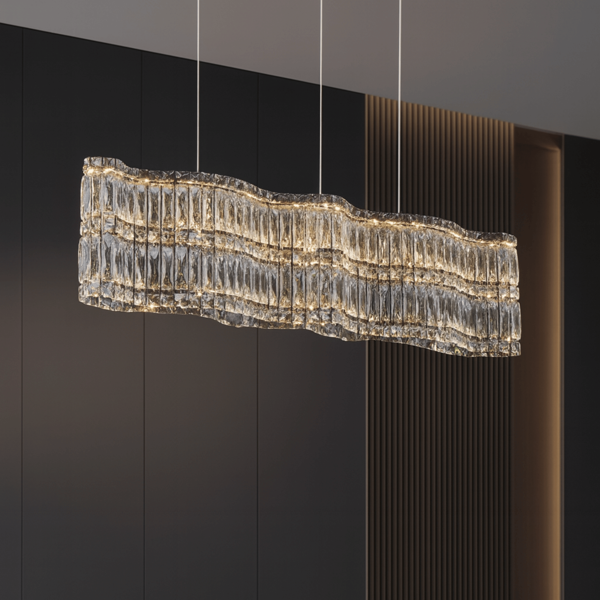 Crystal Wave Chandelier | Modern Hanging Light Fixture with Adjustable Suspension | Elegant Lighting for Luxurious Interiors 3