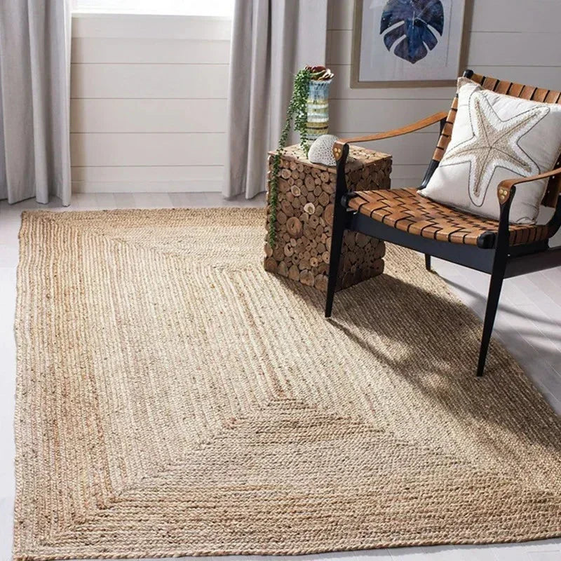 Eco-Friendly Collection | Round Jute Rug with Hand-Woven Design | Natural Fiber for Minimalist Decor 1