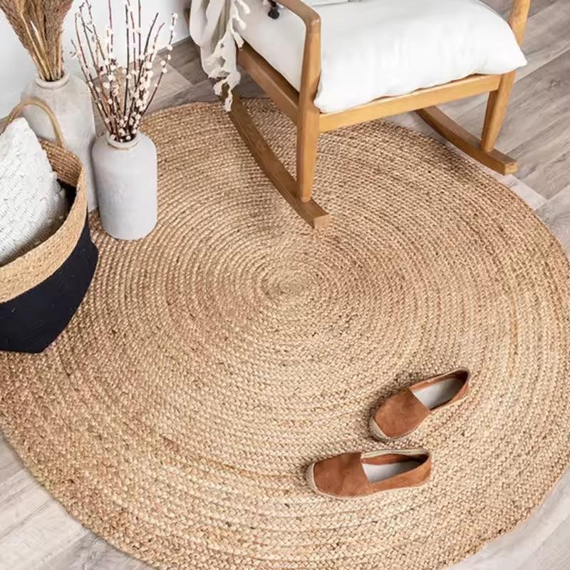 Eco-Friendly Collection | Round Jute Rug with Hand-Woven Design | Natural Fiber for Minimalist Decor 3