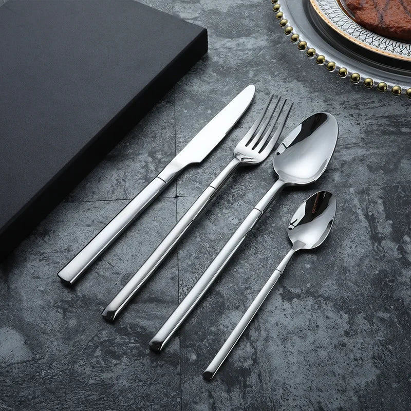 Elegant 24-Piece Stainless Steel Cutlery Set with Modern Finish | Eco-Friendly Dining Essentials 0