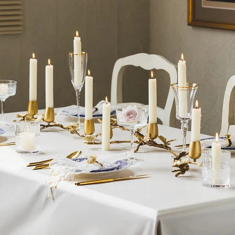 Elegant Brass Candle Holders with Butterfly & Ginkgo Leaf Design for Home Decor 3