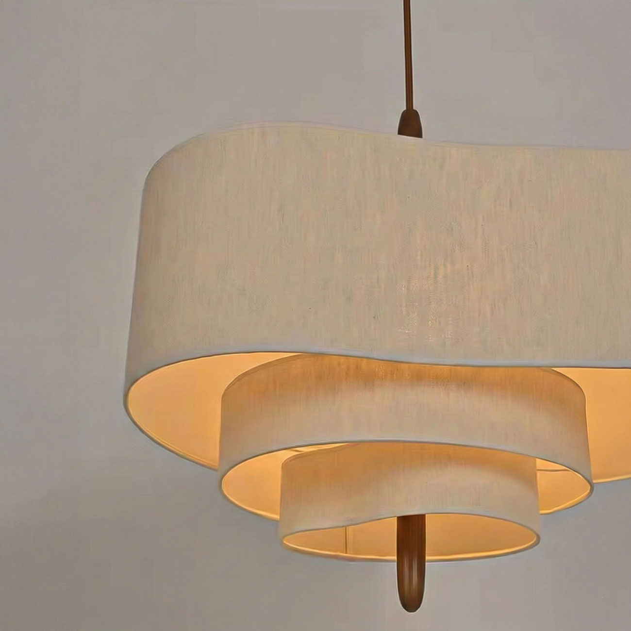 Elegant Ceiling Lamp | Layered Linen Shade & Solid Wood Accents | Stunning Flush Mount Ceiling Light for Home Decor 4