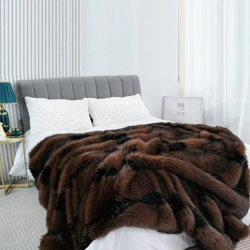 Elegant Comfort | Throw Blanket with Ultra-Soft Faux Fur | Versatile Cozy Decor for Home 1