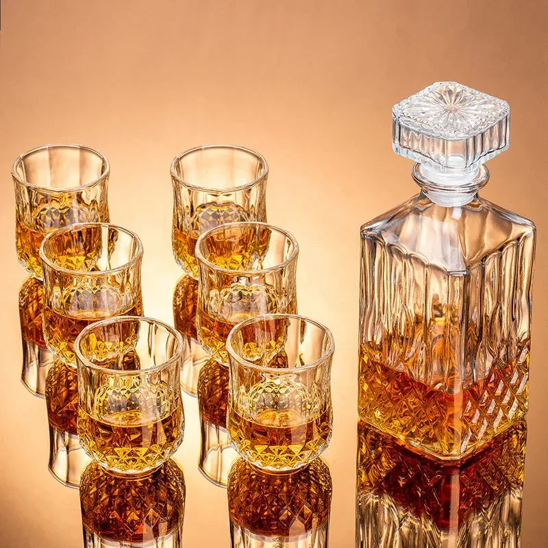 Elegant Crystal Wine Decanter Set with Matching Cups for Enhanced Flavor Experience 10