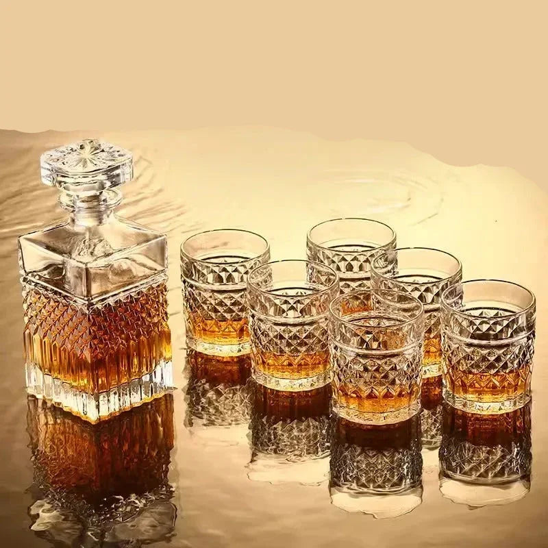 Elegant Crystal Wine Decanter Set with Matching Cups for Enhanced Flavor Experience 4