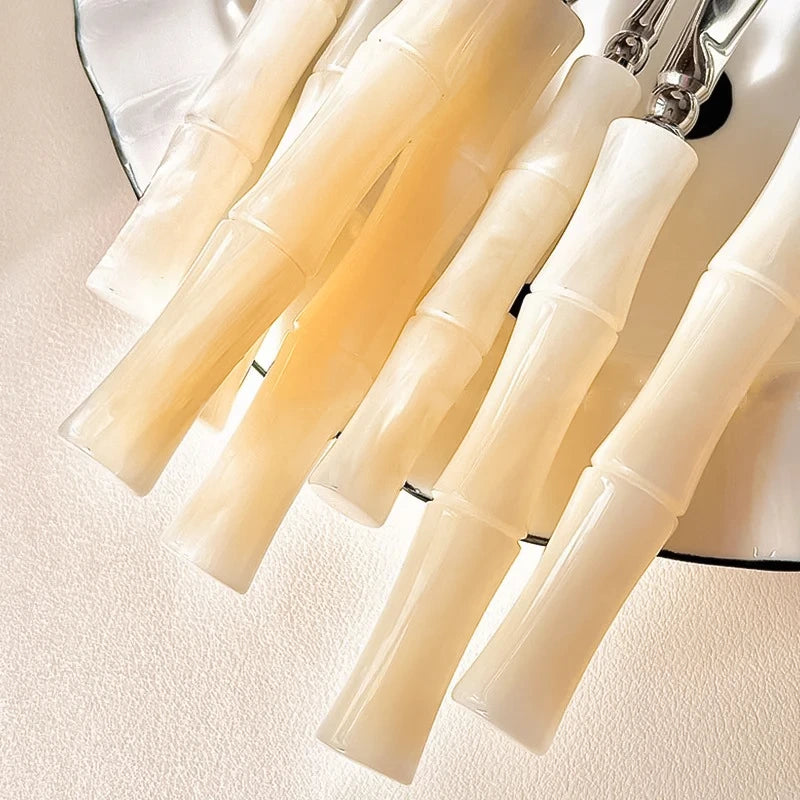 Elegant Cutlery Set | Beige Resin Handles with Durable Stainless Steel | Stylish Dining for Everyday Use 2