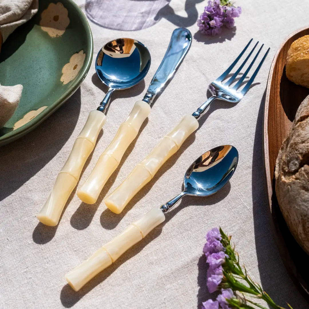 Elegant Cutlery Set | Beige Resin Handles with Durable Stainless Steel | Stylish Dining for Everyday Use 4