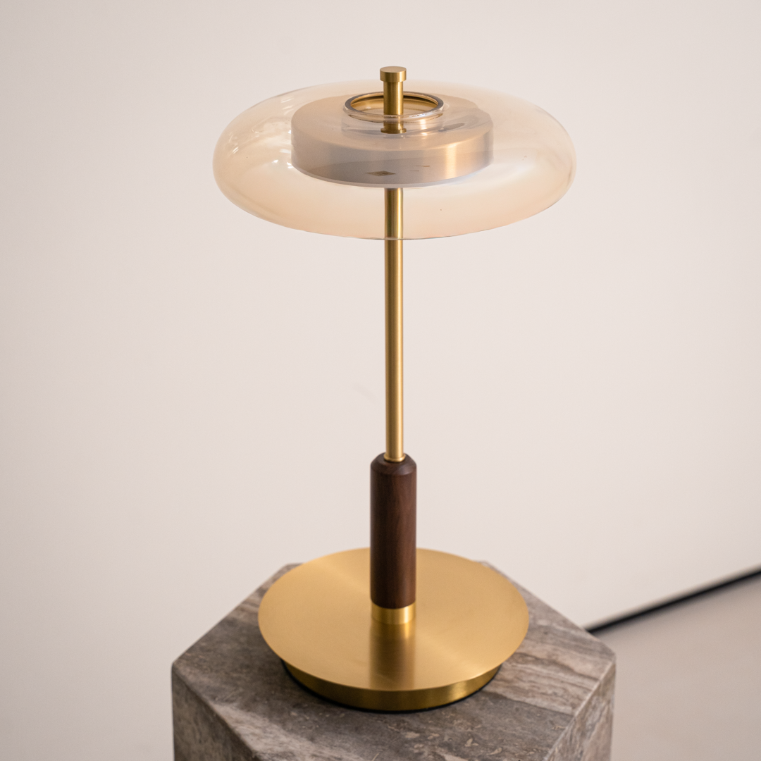 Elegant Glass Tulip Table Lamp with Gold Accents | Stylish Bedside Lighting for Cozy Ambiance 2