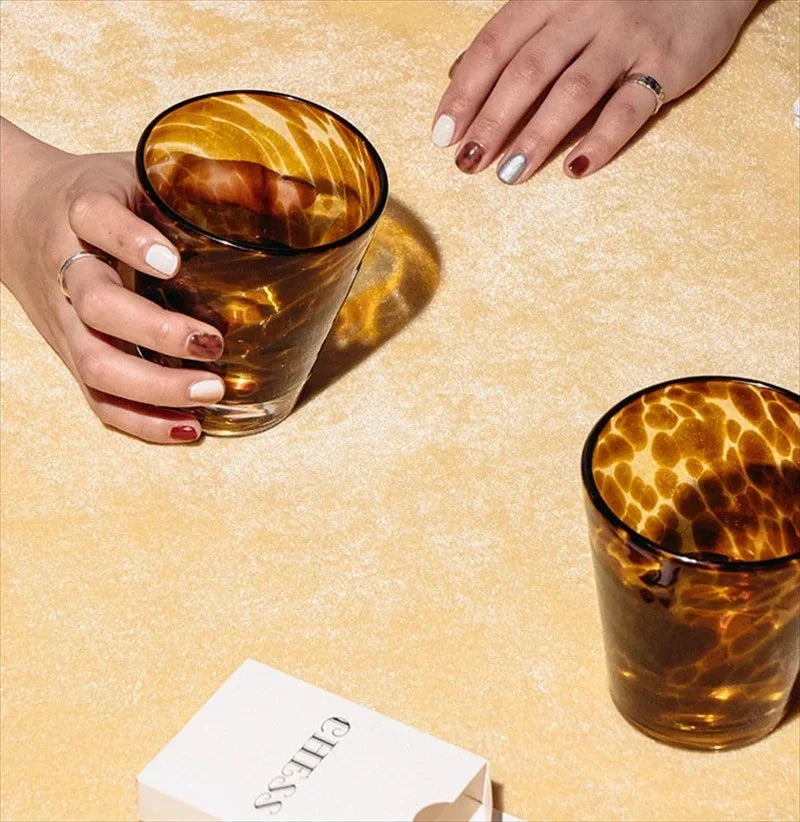 Elegant Glassware | High-Quality Drinking Glass with Leopard Print Design | Stylish Cocktail and Everyday Use for Enhanced Flavor 2