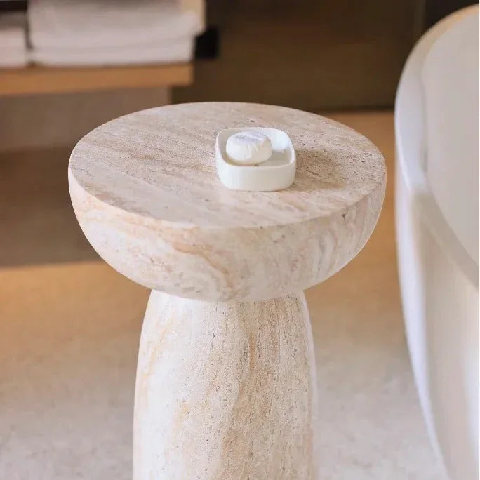 Elegant High Side Table | Faux Marble Finish with Lightweight Design | Stylish End Table for Modern Interiors 4