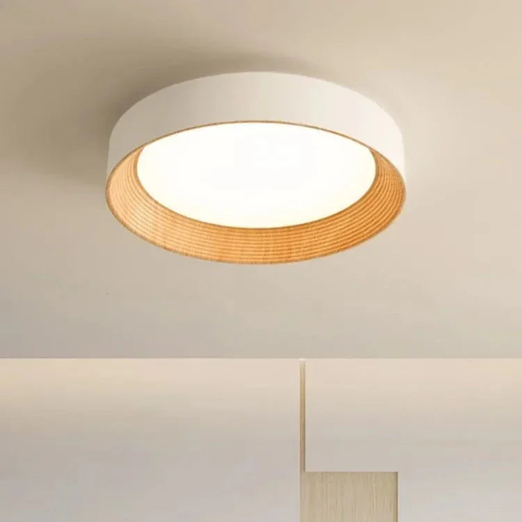 Elegant LED Ceiling Light with Adjustable Brightness & Color Temperature | Stylish Walnut Finish for Modern Ambiance 0