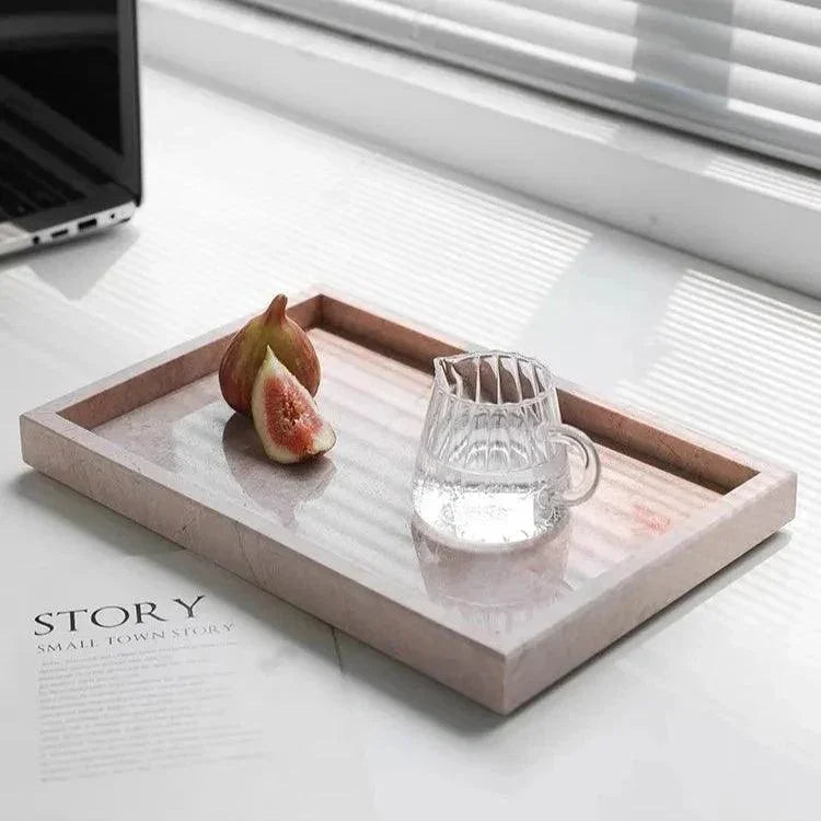 Elegant Marble Tray | Round Marble Tray with Hand-Polished Finish | Versatile Home Decor for Jewelry and Serving 4
