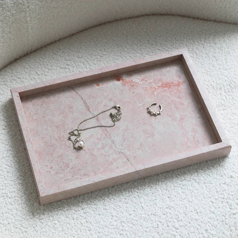 Elegant Marble Tray | Round Marble Tray with Hand-Polished Finish | Versatile Home Decor for Jewelry and Serving 6
