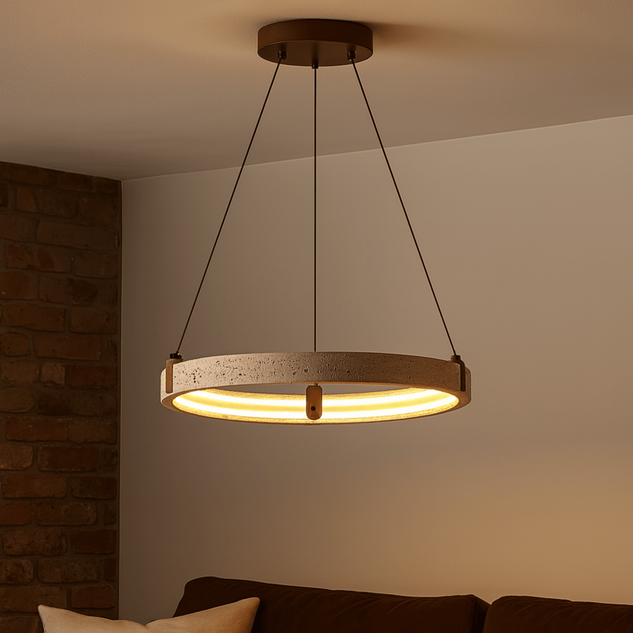 Elegant Pendant Light with Natural Stone & Wood Accents | Dimmable Hanging Lights for Modern Kitchen Island 5