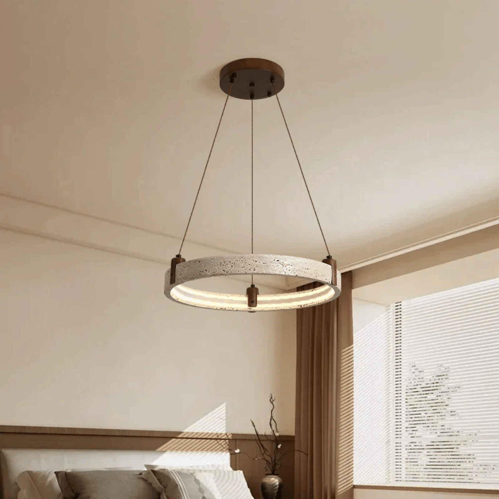 Elegant Pendant Light with Natural Stone & Wood Accents | Dimmable Hanging Lights for Modern Kitchen Island 7