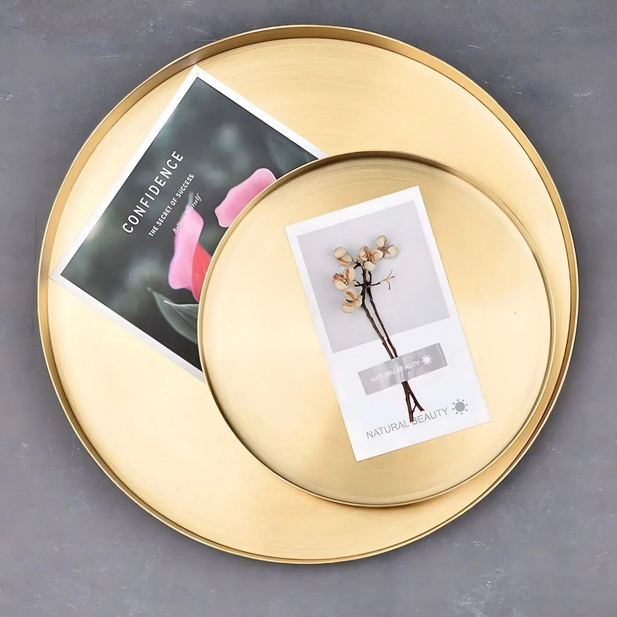 Elegant Round Organizer Tray | Stainless Steel with Gold Finish | Stylish Storage Solution for Kitchen and Home 3