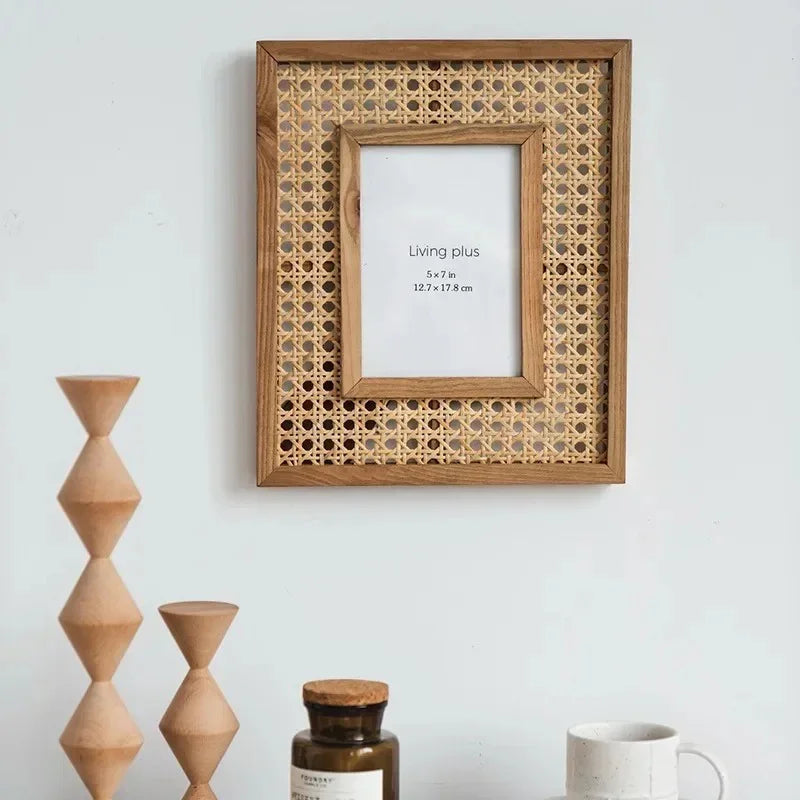 Elegant Solid Wood Picture Frame with Handmade Craftsmanship | Japanese-Inspired Boho Design for Cherished Memories 1