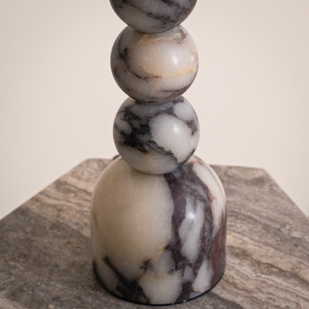 Elegant Table Lamp with Calacatta Violet Marble Base & Rattan Shade | Rustic Bedside Lighting for Warm Ambiance 2