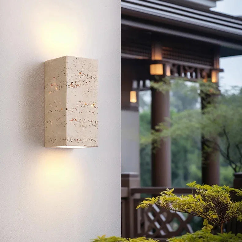 Elegant Travertine Wall Lamp | Minimalist Design with Warm LED Lighting | Waterproof Wall Sconce for Indoor & Outdoor Ambiance 2