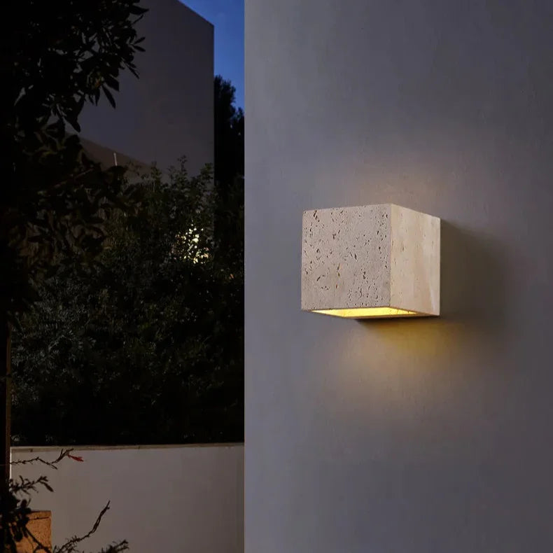 Elegant Travertine Wall Lamp | Minimalist Design with Warm LED Lighting | Waterproof Wall Sconce for Indoor & Outdoor Ambiance 3