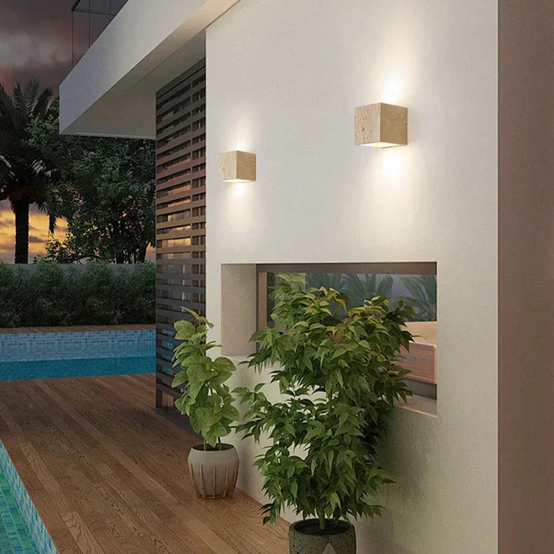 Elegant Travertine Wall Lamp | Minimalist Design with Warm LED Lighting | Waterproof Wall Sconce for Indoor & Outdoor Ambiance 4